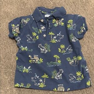 Mayoral Blue Tropical Print Polo Shirt